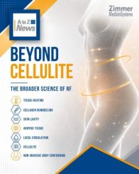 Beyond Cellulite graphic on radiofrequency science, including tissue heating, collagen remodeling, skin laxity, adipose tissue, circulation, and body contouring.