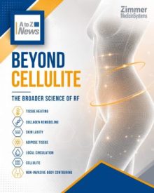 Beyond Cellulite graphic on radiofrequency science, including tissue heating, collagen remodeling, skin laxity, adipose tissue, circulation, and body contouring.