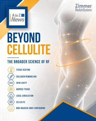 Beyond Cellulite graphic on radiofrequency science, including tissue heating, collagen remodeling, skin laxity, adipose tissue, circulation, and body contouring.