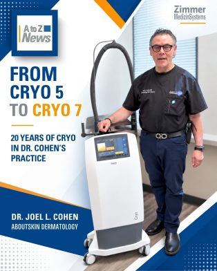 Dr. Joel Cohen with Zimmer MedizinSystems Cryo 7 skin-cooling system at AboutSkin Dermatology and Aesthetics